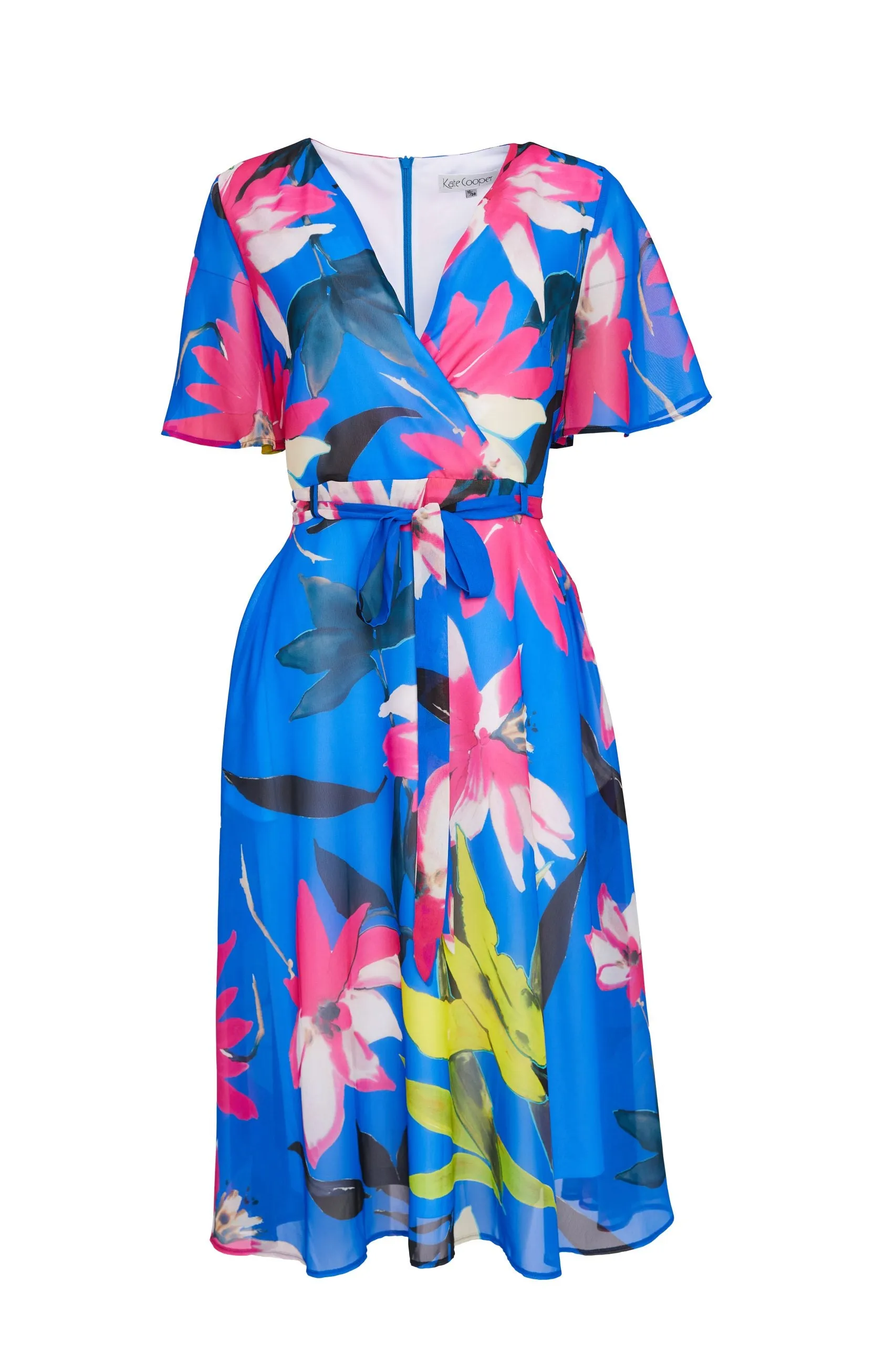 23140- Kate Cooper V Neck Floral Print Dress