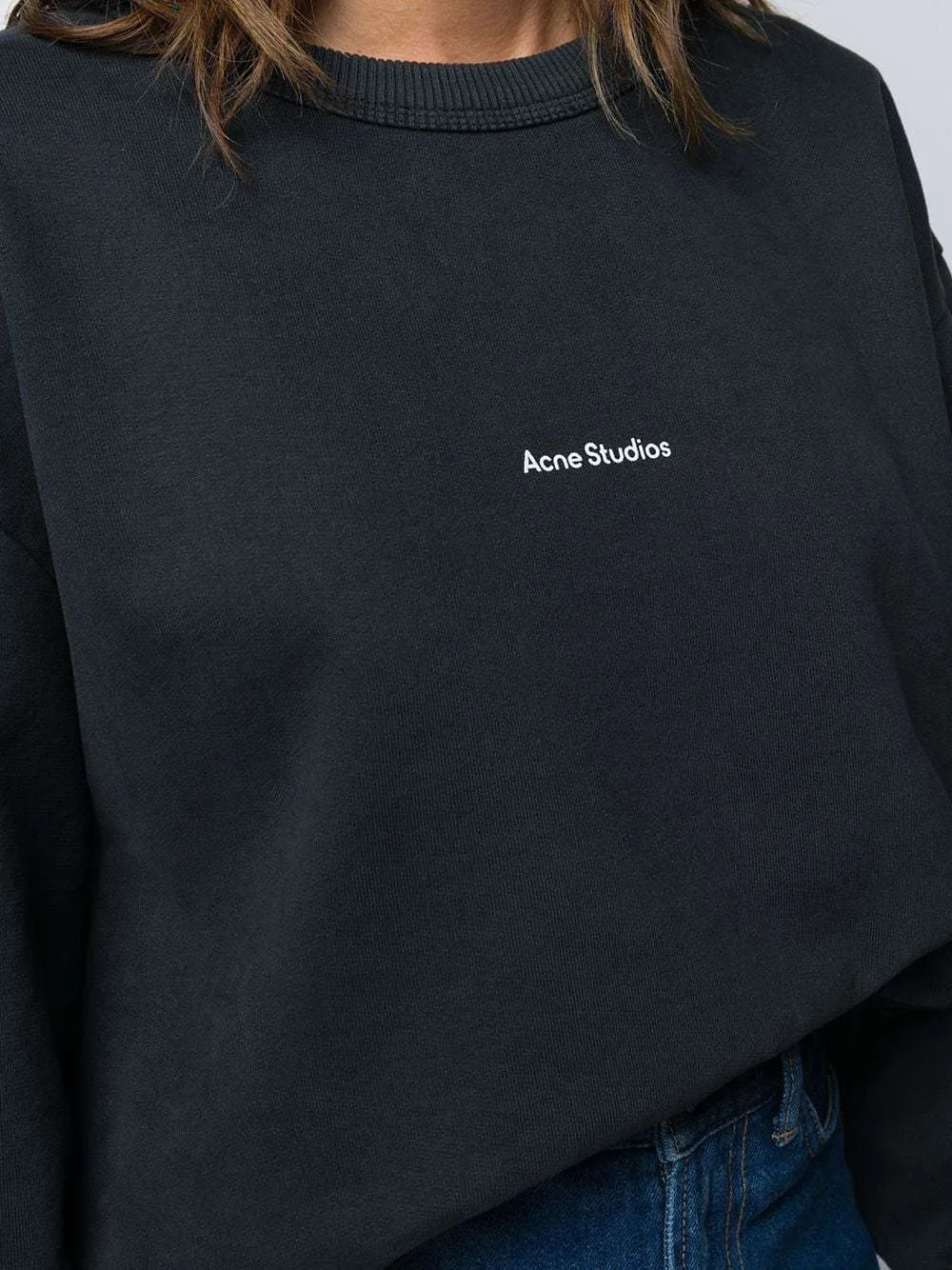 Acne Studios  |Crew Neck Long Sleeves Cotton Logo Hoodies & Sweatshirts