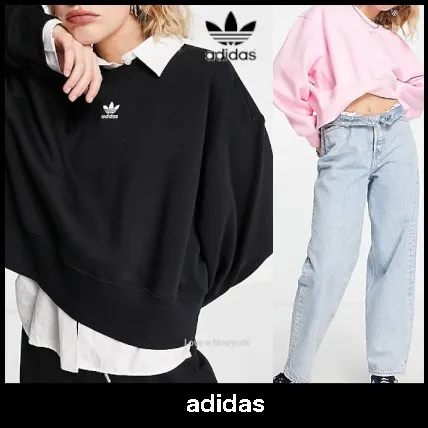 adidas  |Street Style Plain Cotton Logo Hoodies & Sweatshirts