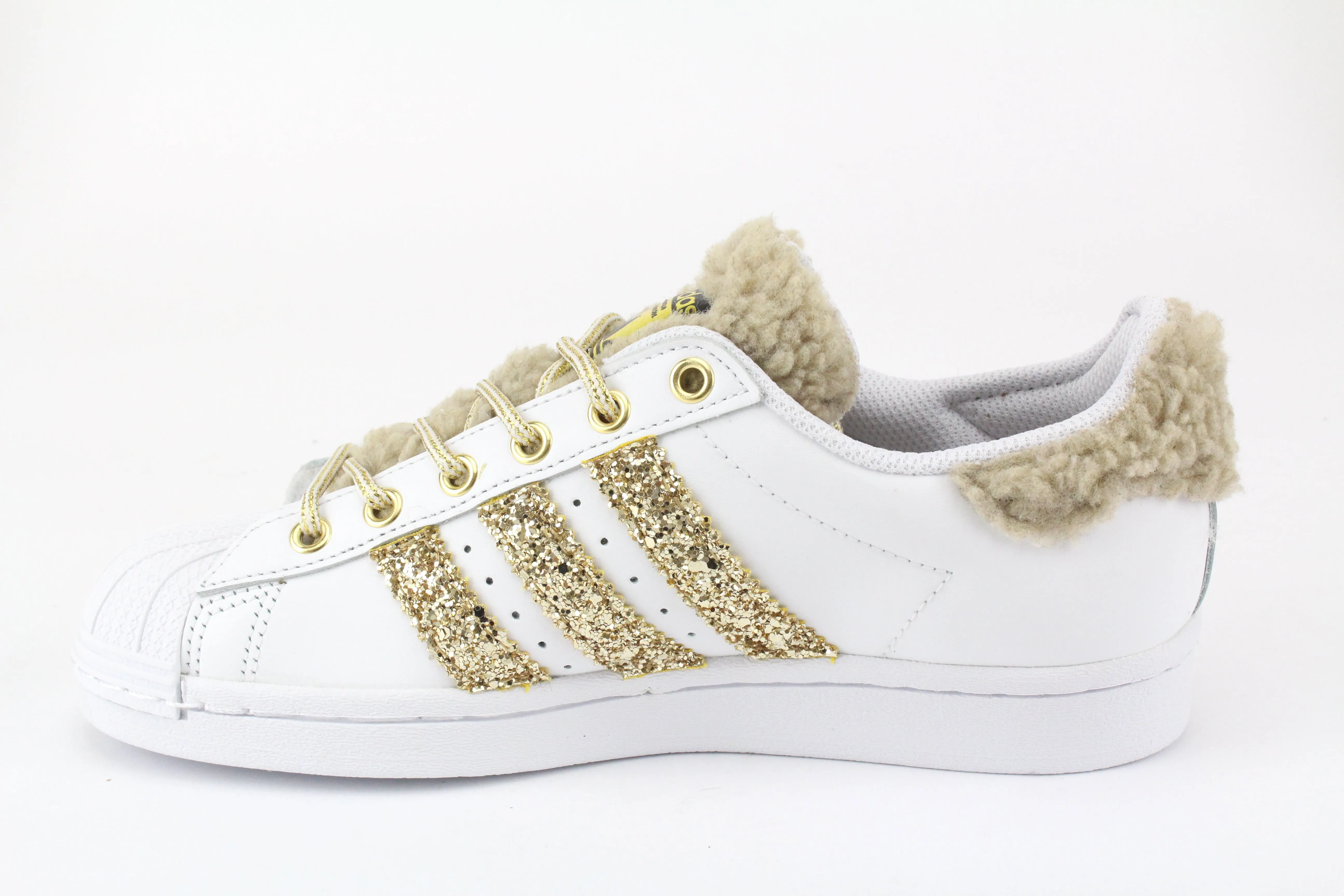 Adidas Superstar Lamb Beige & Glitter Oro