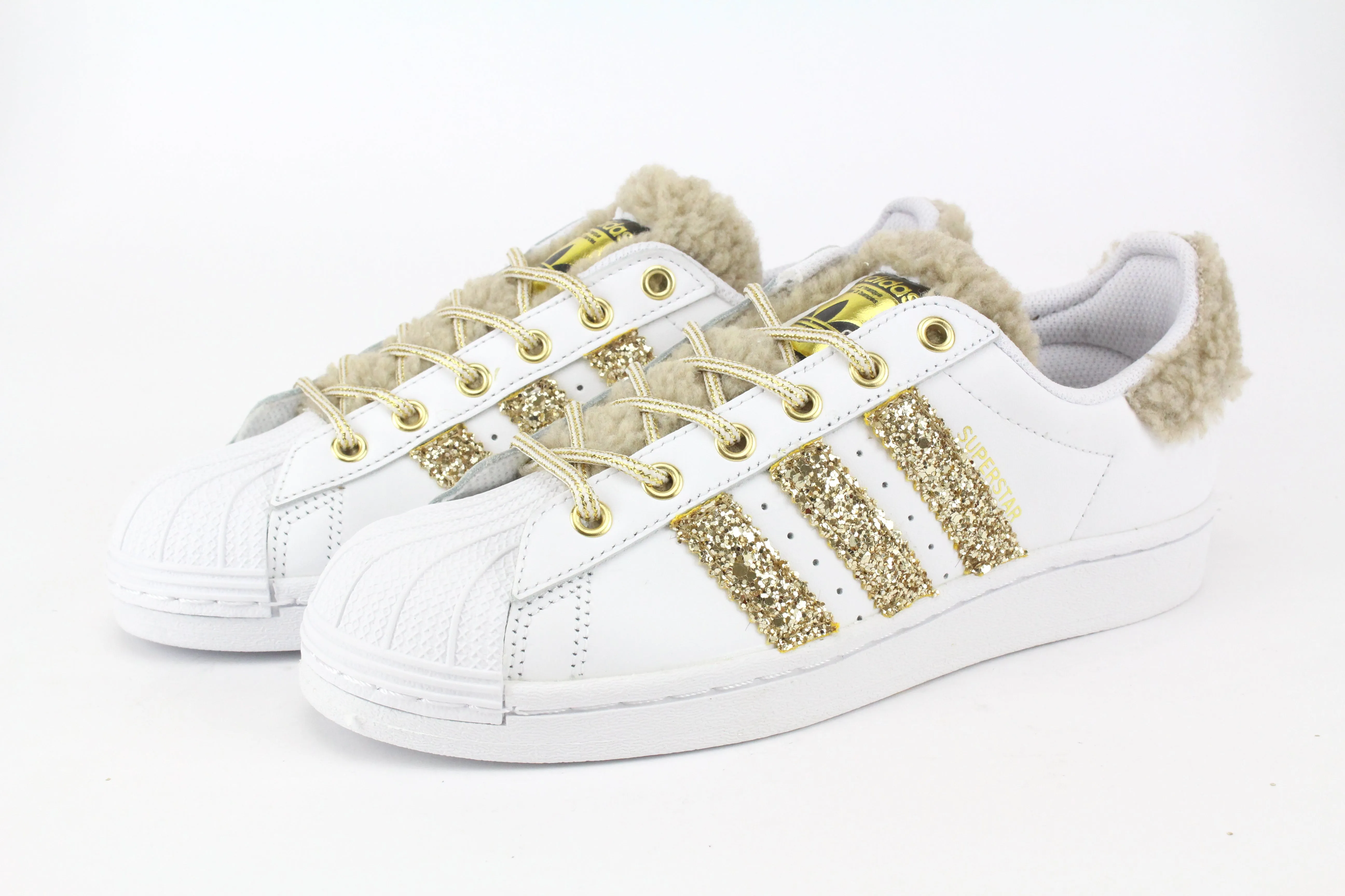 Adidas Superstar Lamb Beige & Glitter Oro