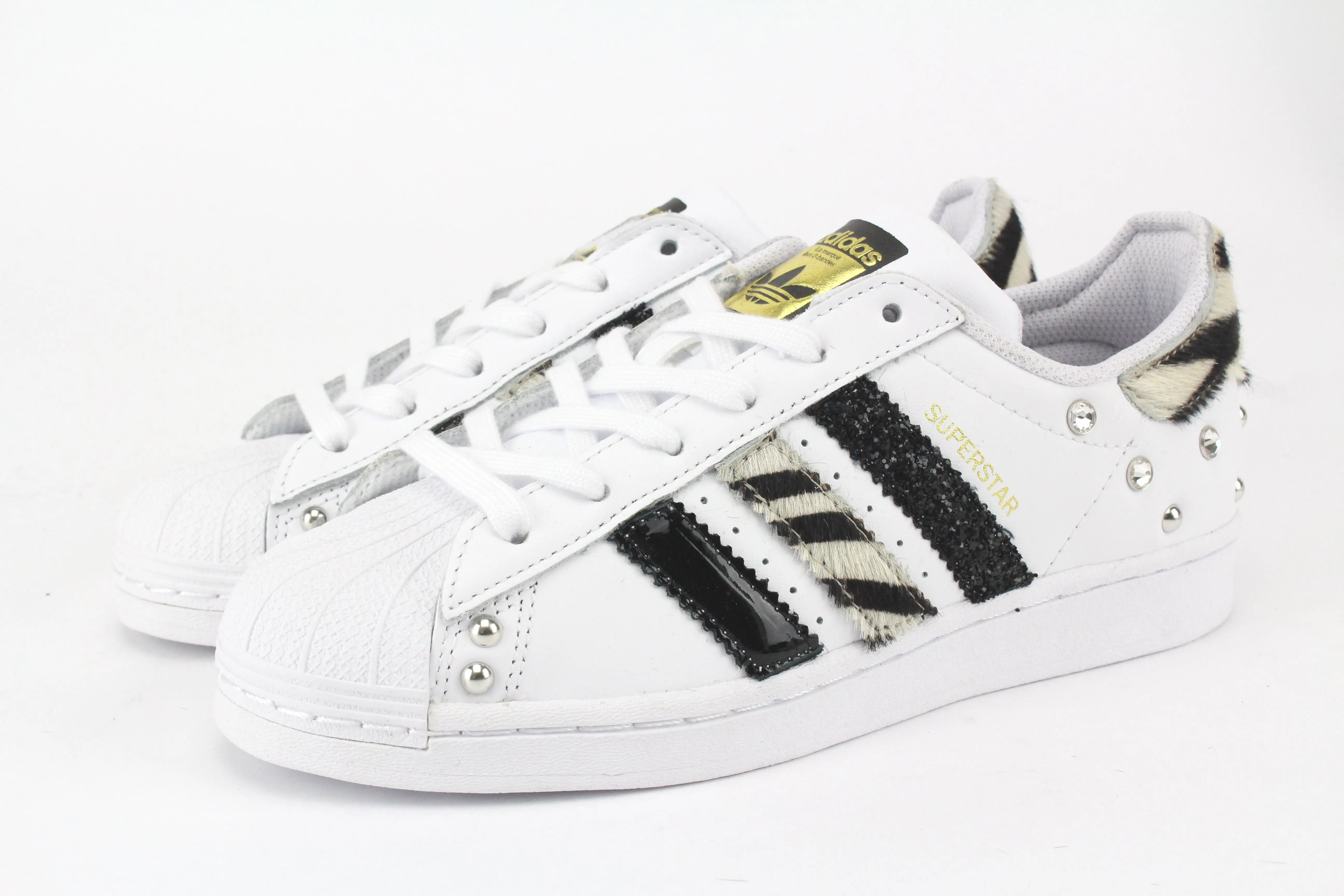 Adidas Superstar Zebrate Strass & vernice Nera