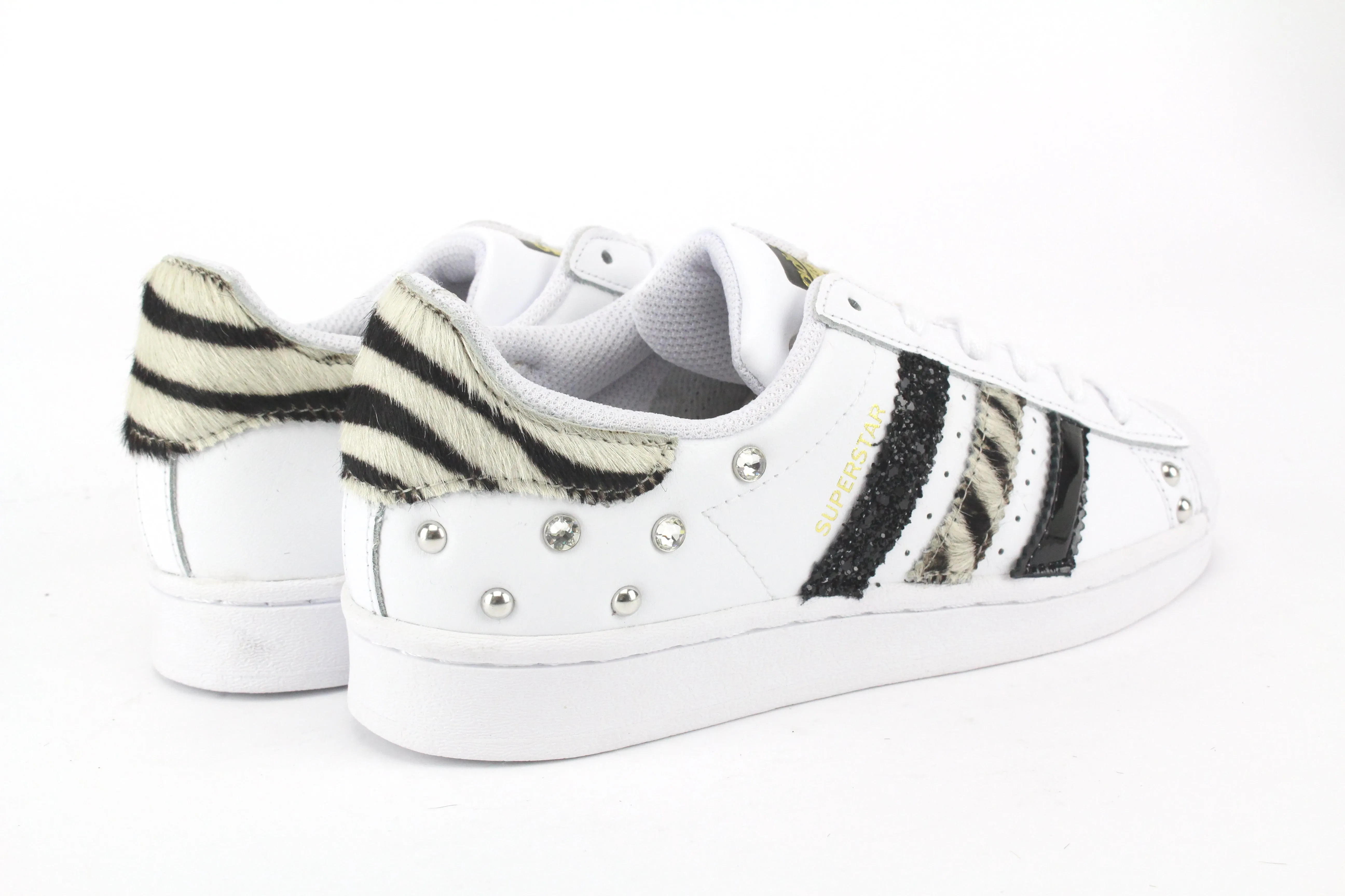 Adidas Superstar Zebrate Strass & vernice Nera