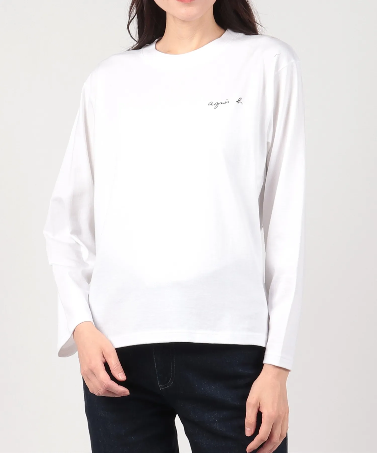 Agnes b  |Long Sleeves Plain Cotton Medium Logo Hoodies & Sweatshirts