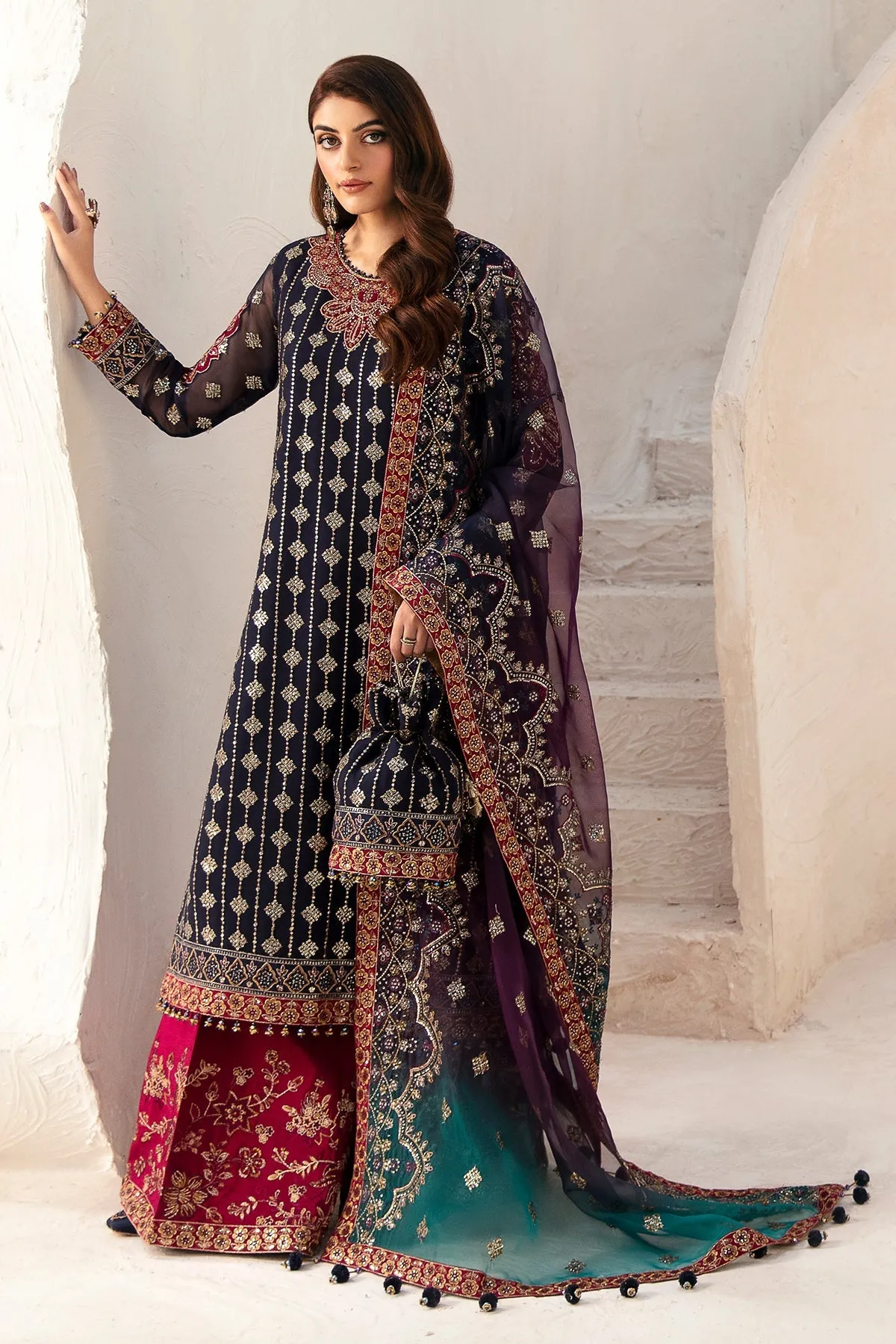 Alizeh Fashion Luxury Embroidered Chiffon Unstitched 3Pc Suit AF-CH-2167-Nagar