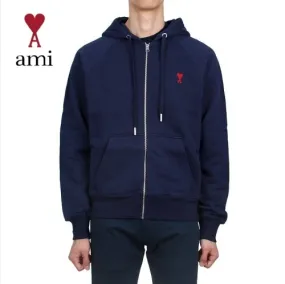 AMI PARIS  |Heart Long Sleeves Cotton Logo Designers Hoodies