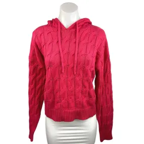 Anthropologie Red Cable Pocket Pullover Oversized Hoodie Sweater Jacket Size L