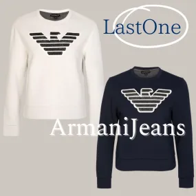 ARMANI JEANS  |Street Style Logo Hoodies & Sweatshirts