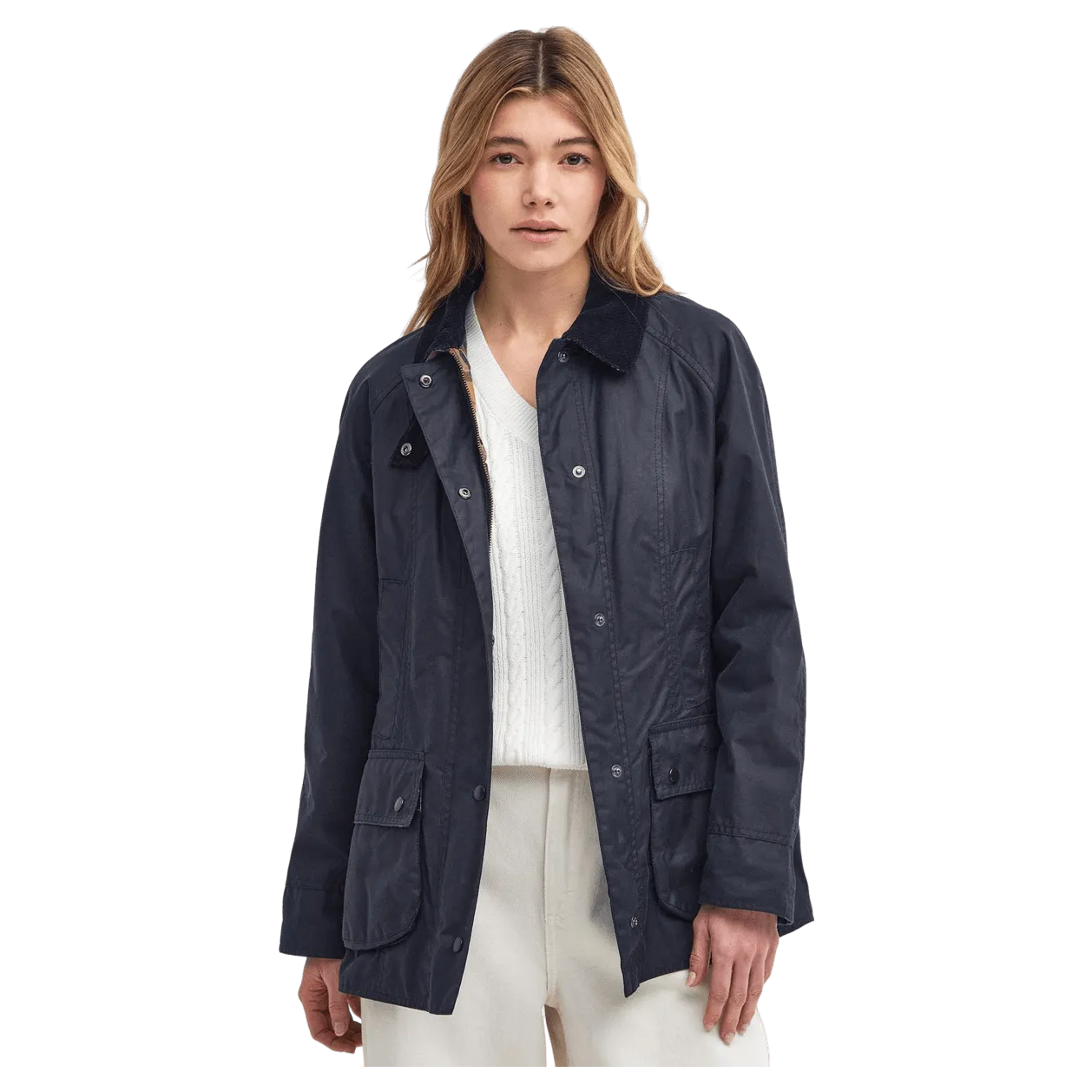 Barbour Beadnell Wax Jacket in Navy