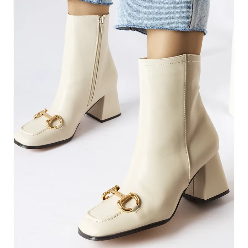 Beige block heel boots from Castione