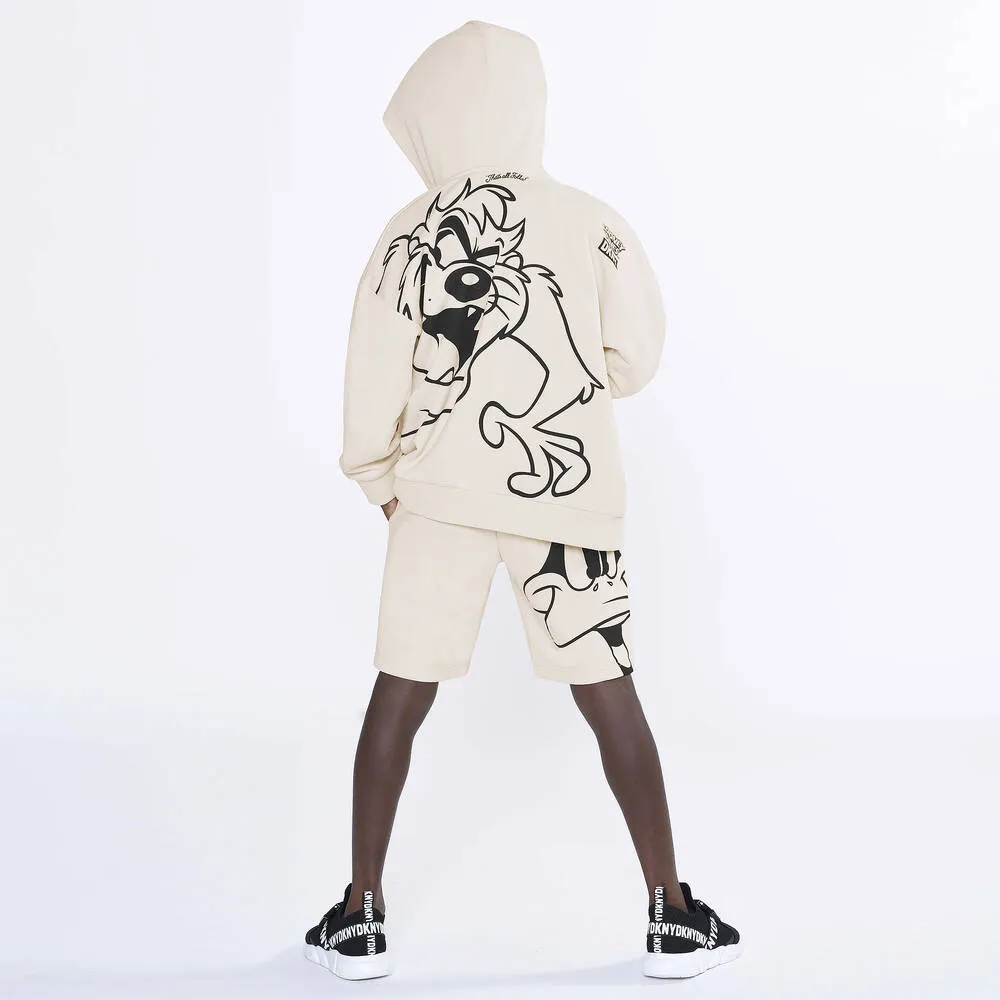 Beige Looney Tunes Zip-Up Hoodie