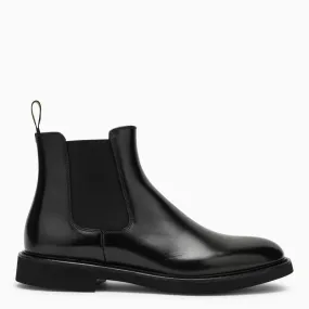 BLACK LEATHER ANKLE BOOT