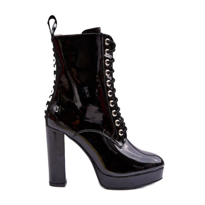 Black Lolis Patent High Heel Boots