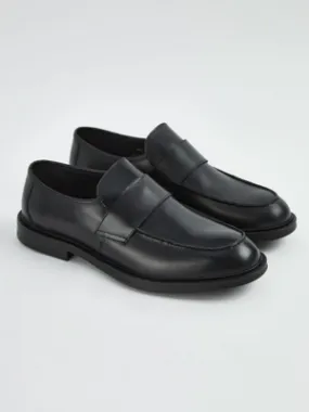 Black Premium Leather Loafer Shoes | Men | George at ASDA