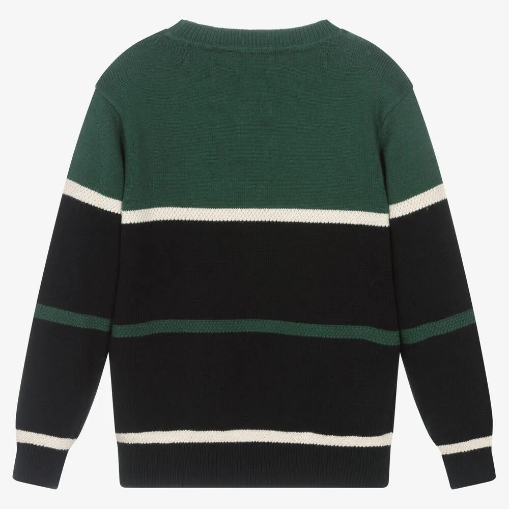 Boys Green Striped Sweater