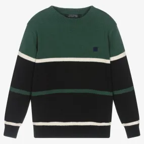 Boys Green Striped Sweater