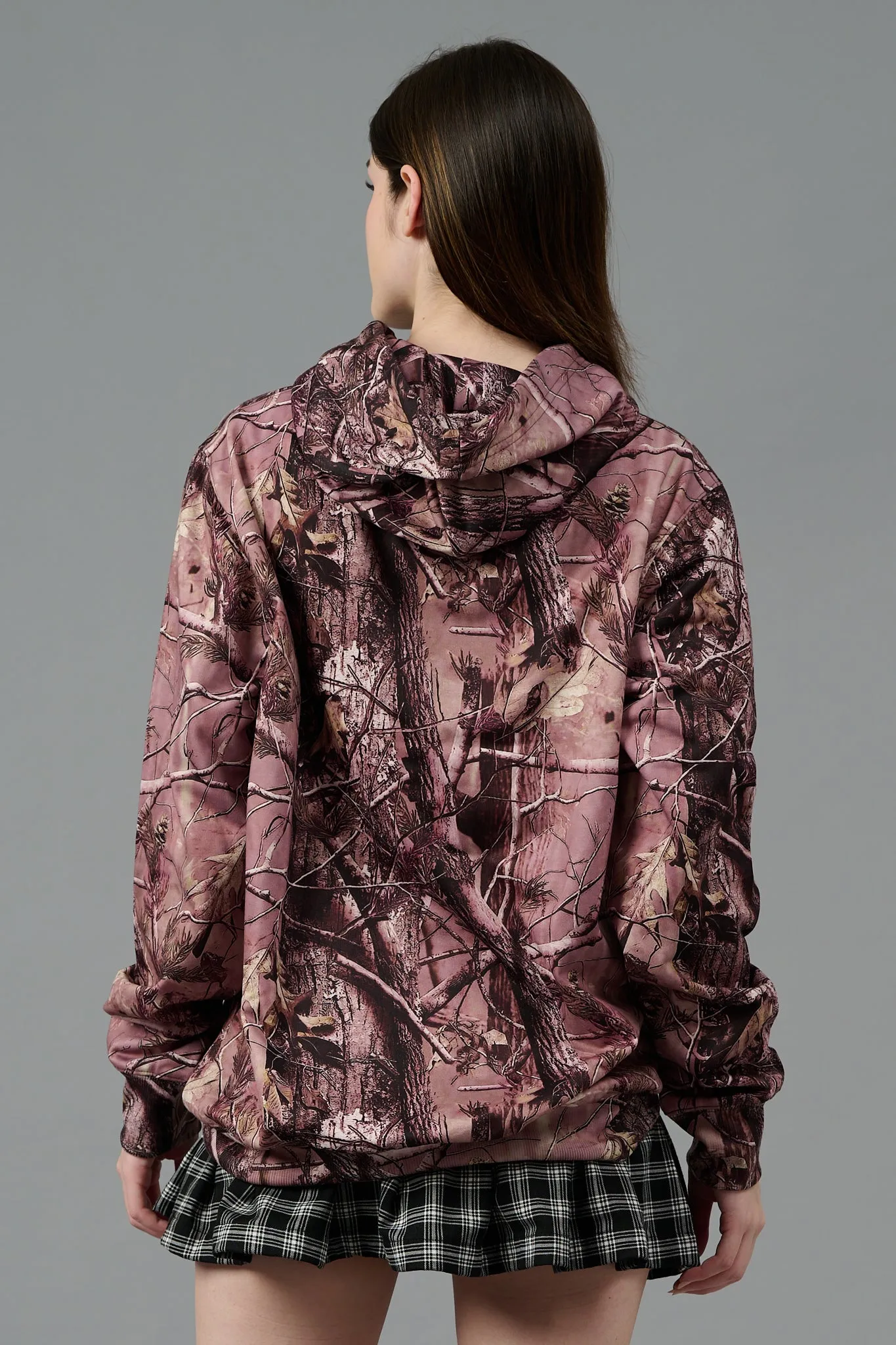 Camo Jungle Allover Print Brown Hoodie for Women