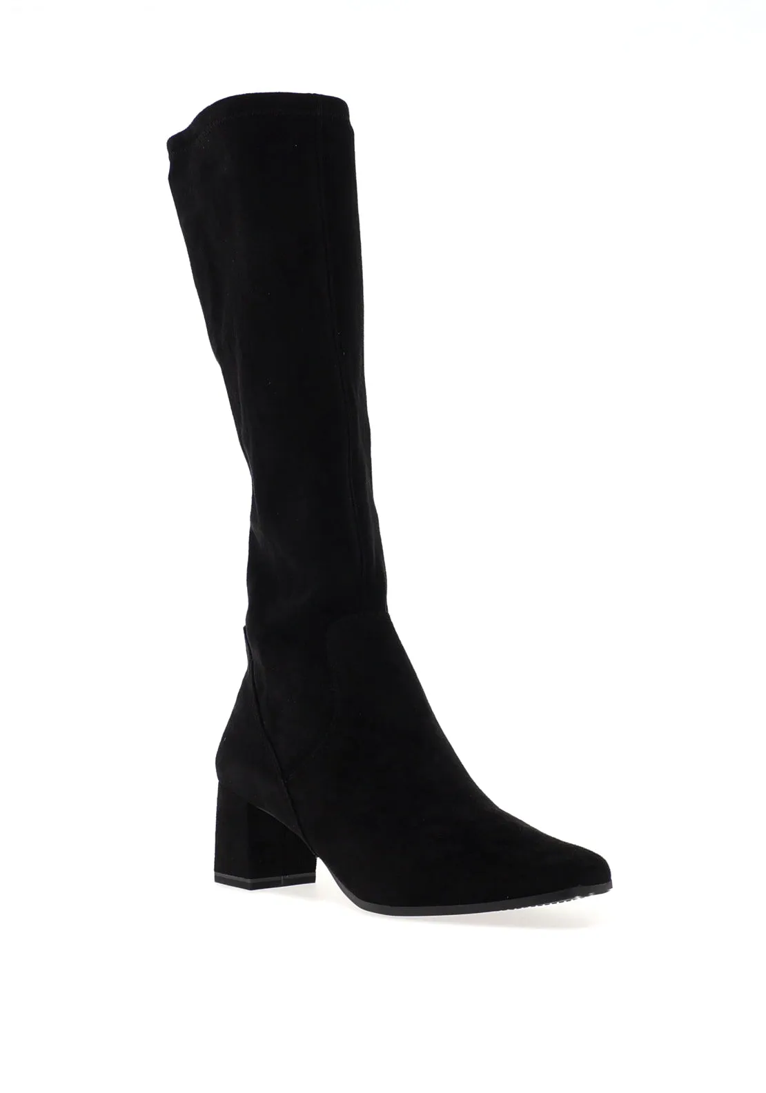 Caprice Knee High Heeled Boots, Black