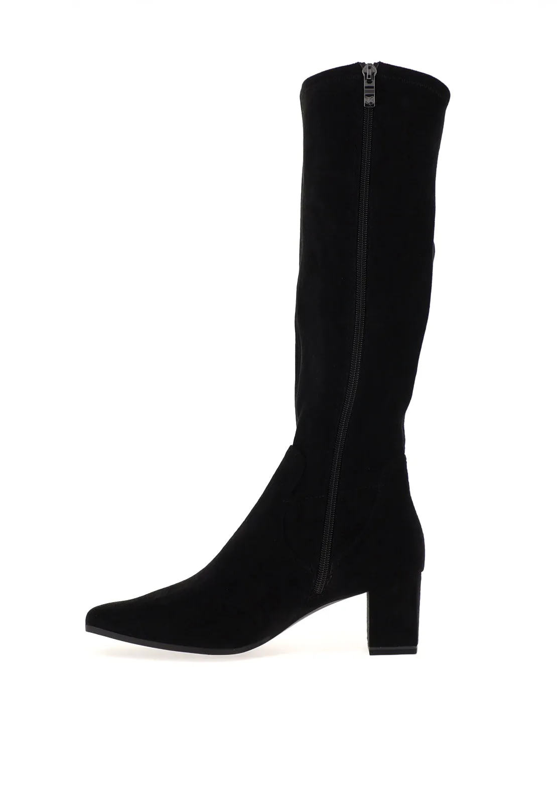 Caprice Knee High Heeled Boots, Black