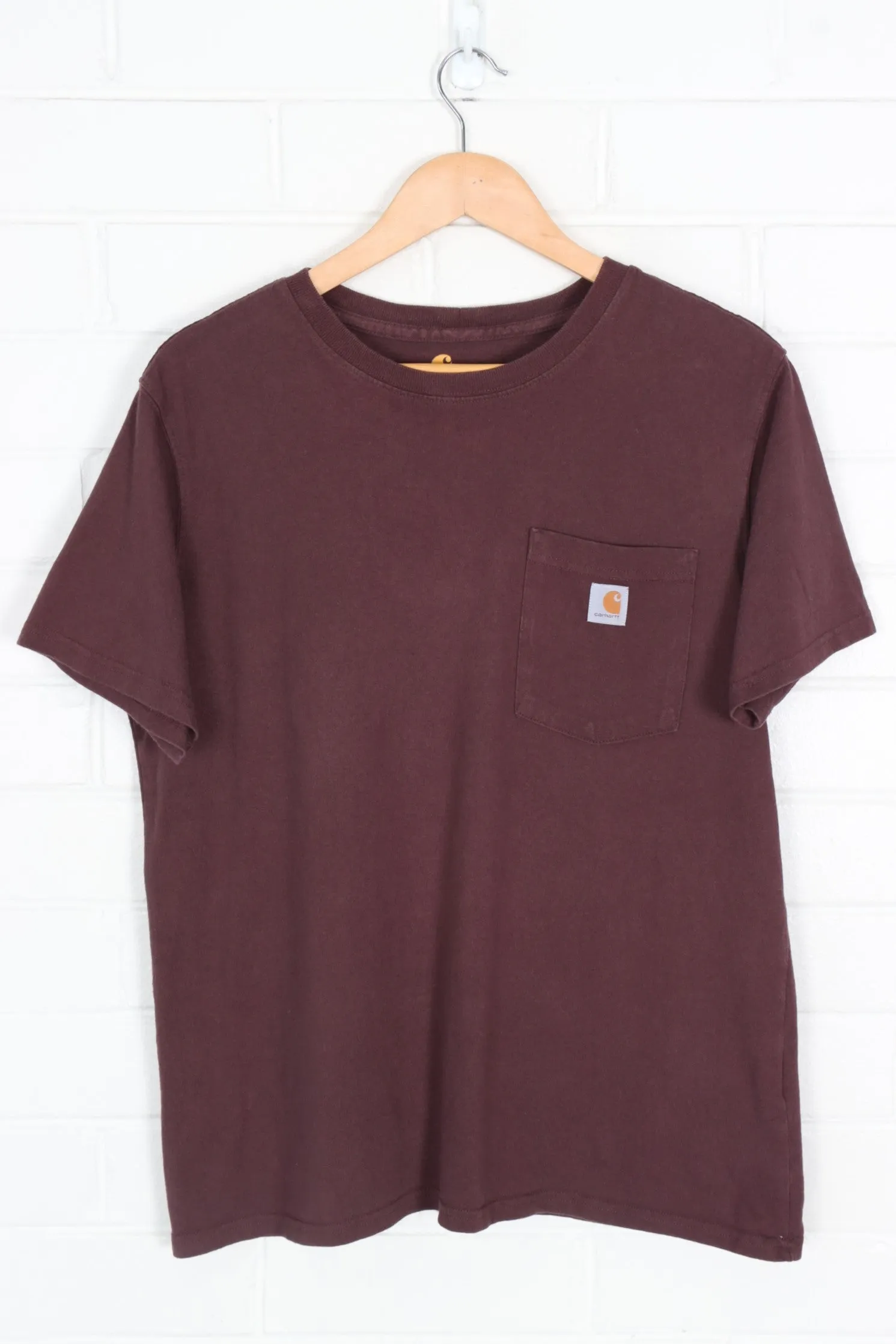 CARHARTT 'Original Fit' Burgundy Badge Pocket Tee (L-XL)