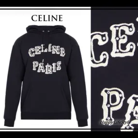 CELINE  |Long Sleeves Plain Cotton Logo Luxury Hoodies