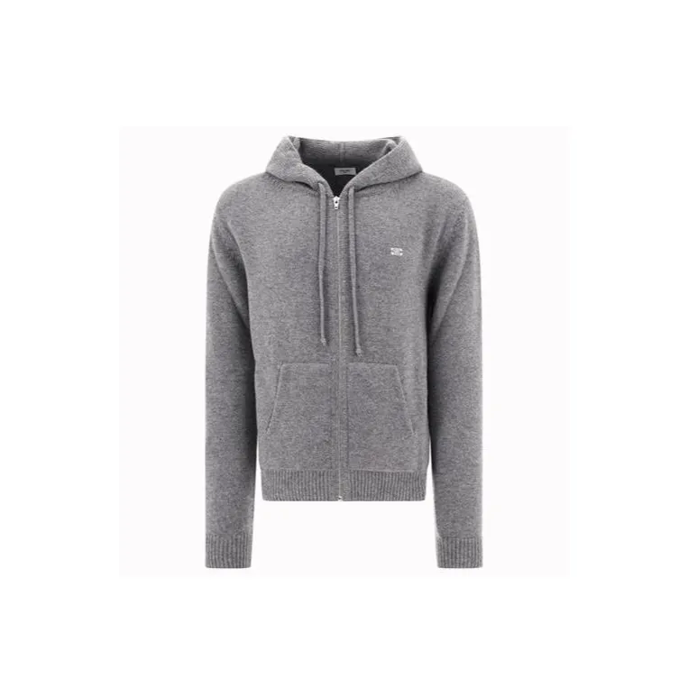 CELINE  |Wool Cashmere Long Sleeves Plain Logo Luxury Hoodies