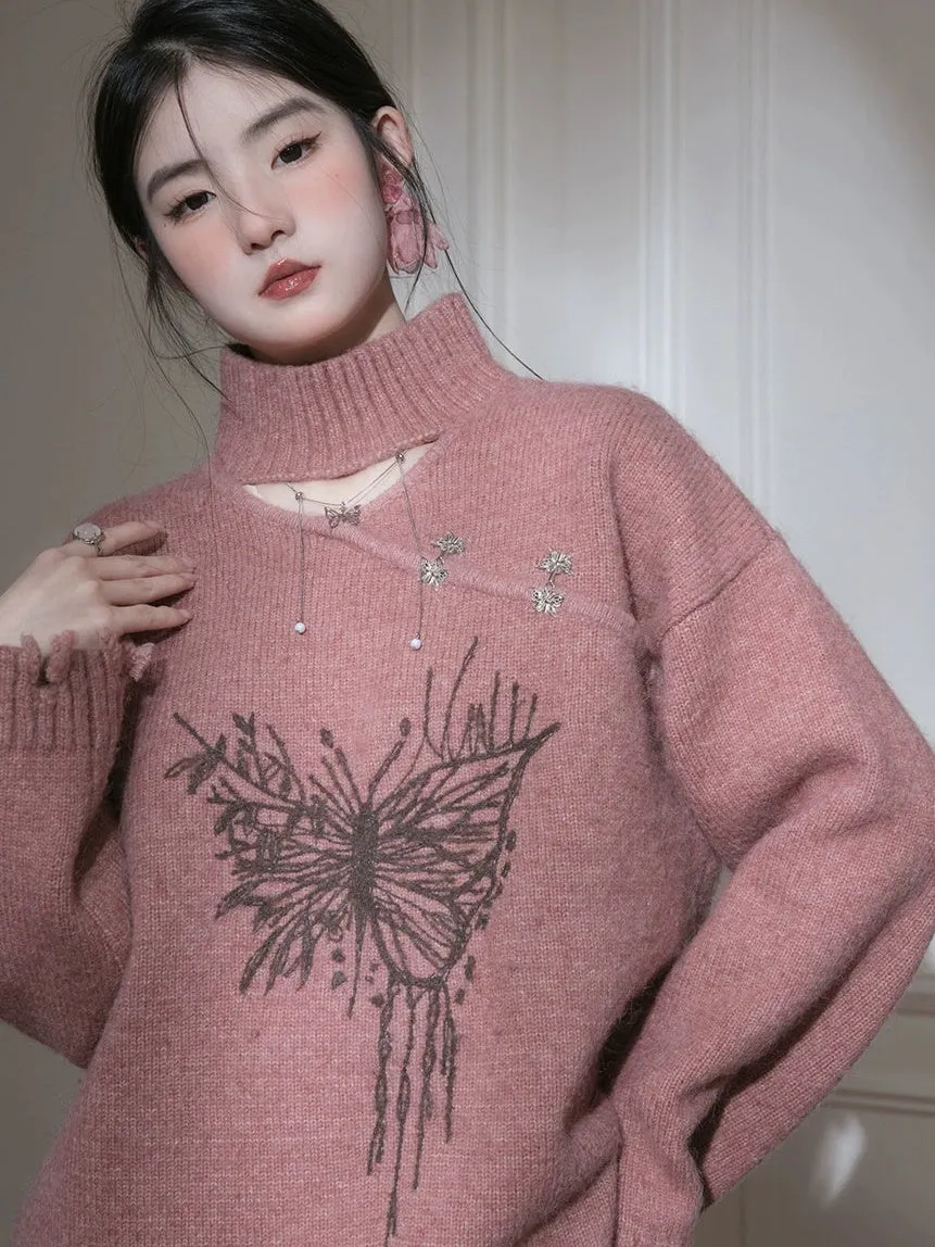 Chinese Style Butterfly Pattern Sweater