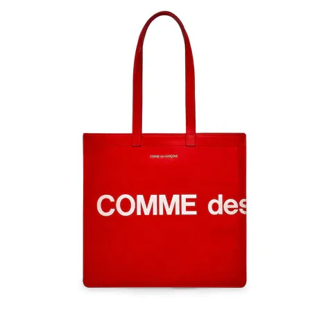 Comme Des Garcons Wallet Huge Logo Tote Bag - Red