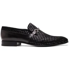 Corrente C022-5776 Buckle Woven Loafer Shoes Black