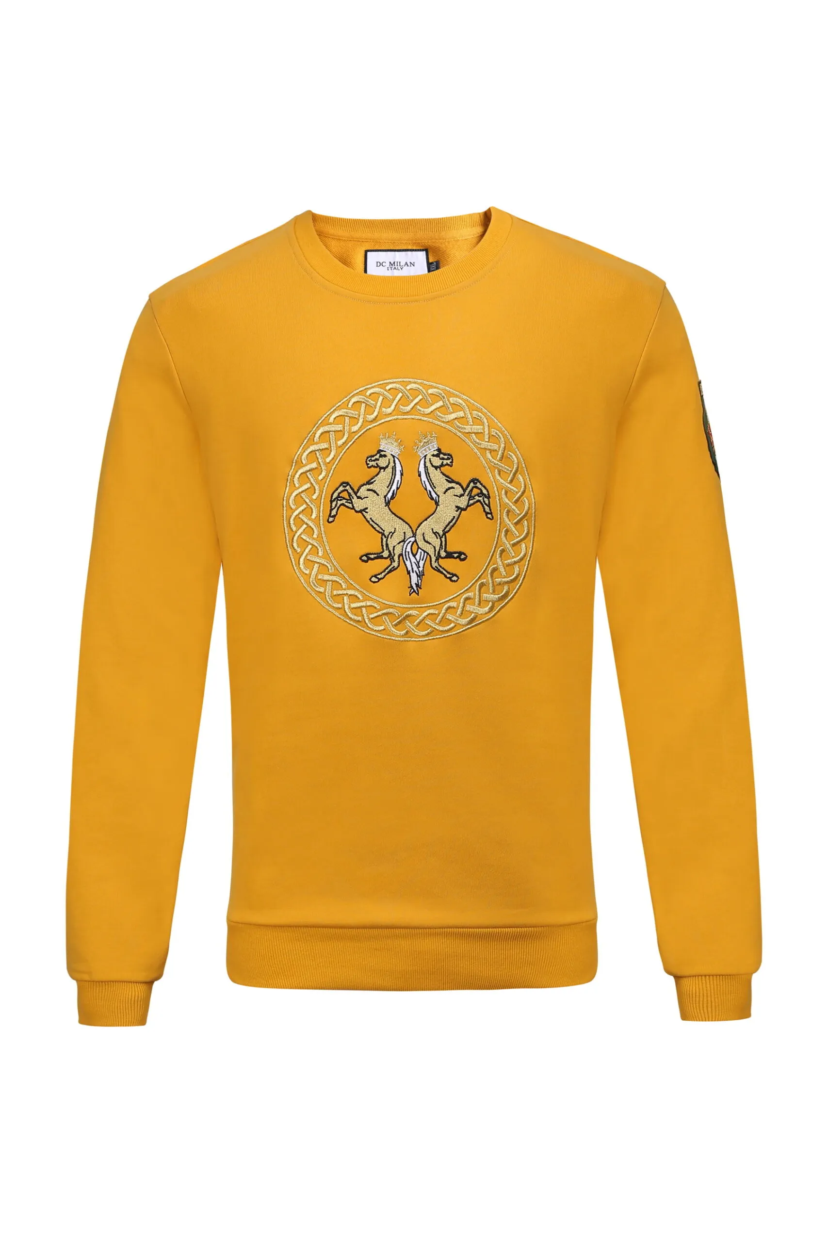 Cotton Sweatshirt with Embroidery – Yellow