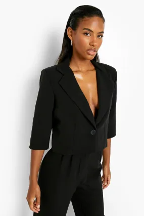 Cropped Half Sleeve Tailored Blazer