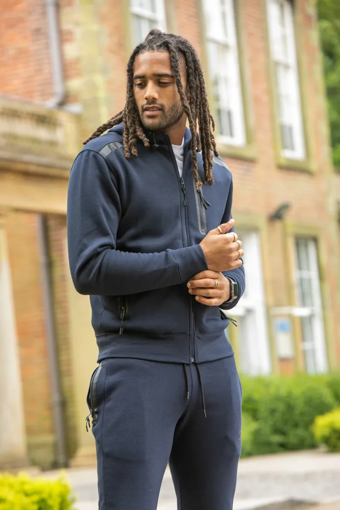 D555 Mens Navy Couture Hoodie With Reversed Zips (GABRIEL)