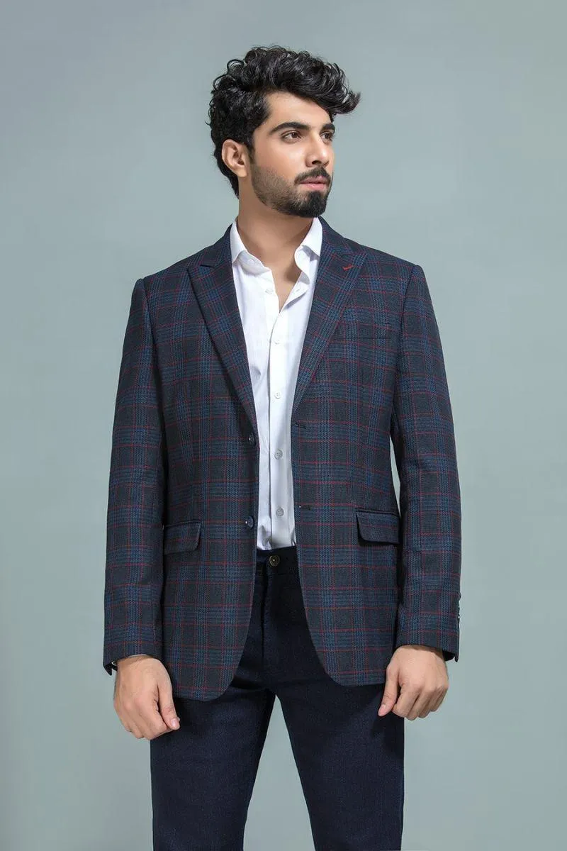 Deep Toned Checked Blazer