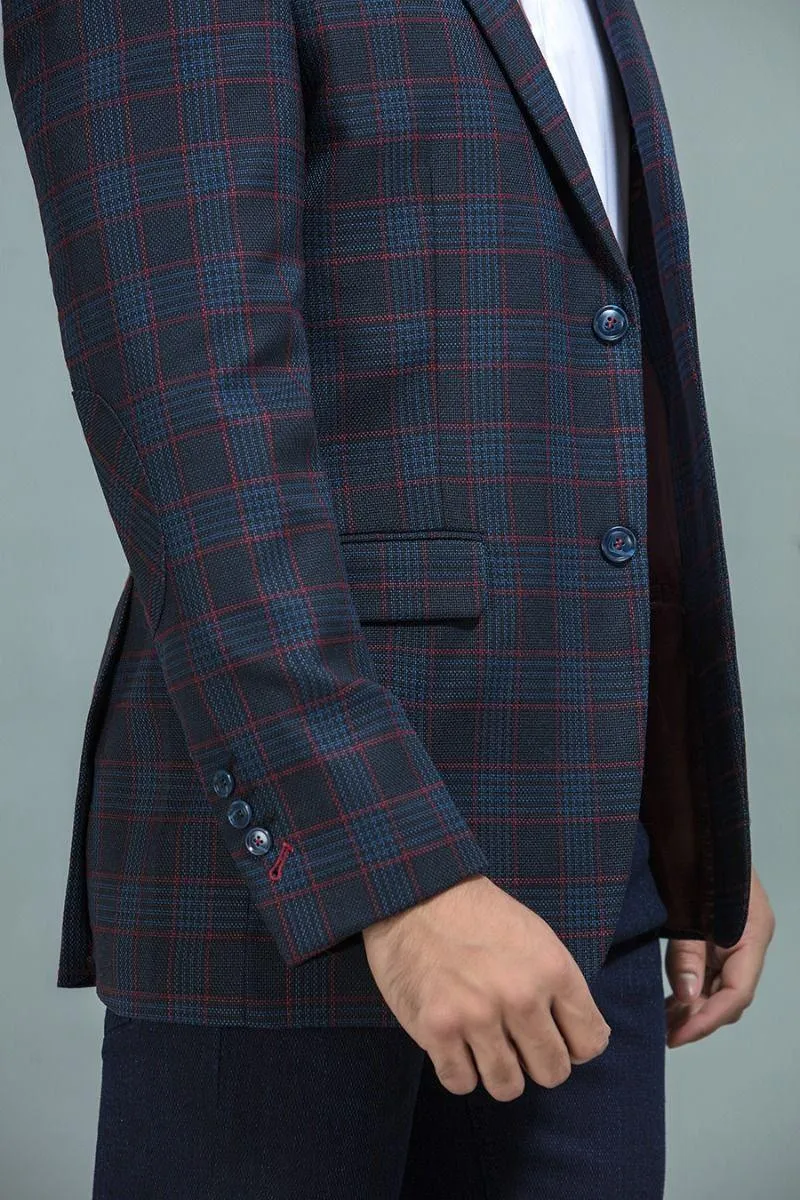 Deep Toned Checked Blazer