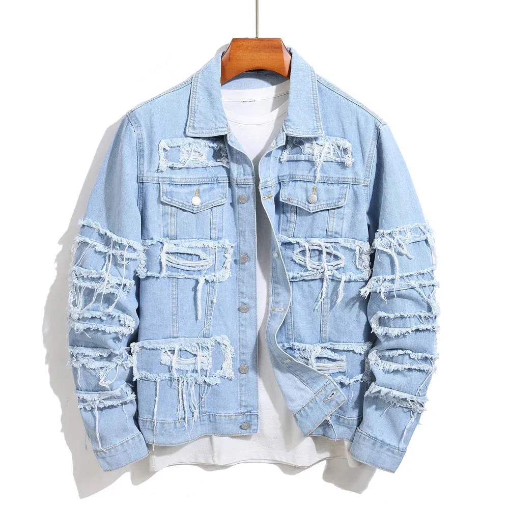 Distressed Denim Light Blue Jacket