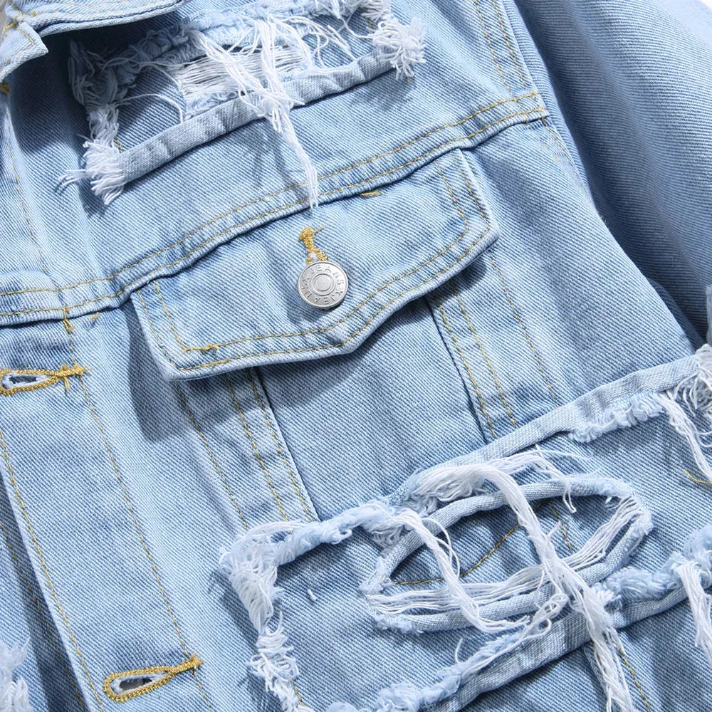 Distressed Denim Light Blue Jacket