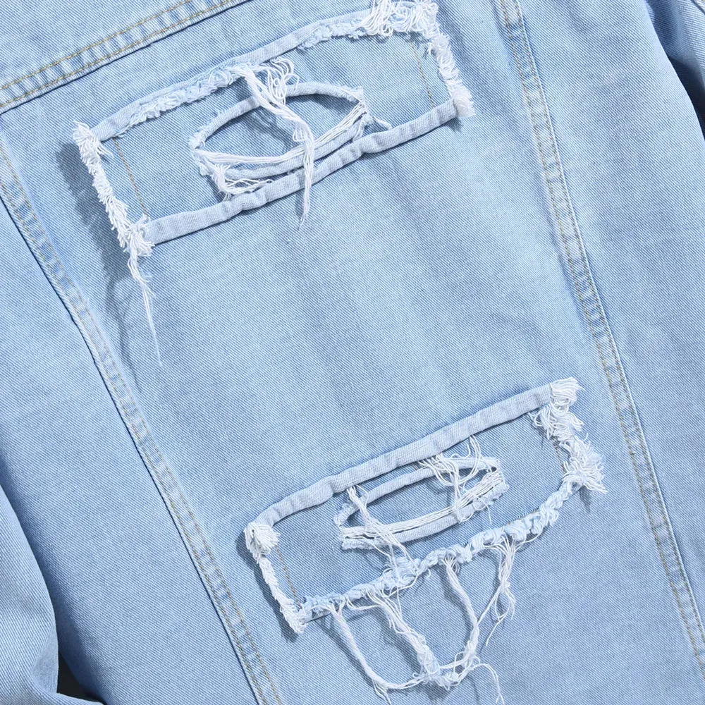 Distressed Denim Light Blue Jacket