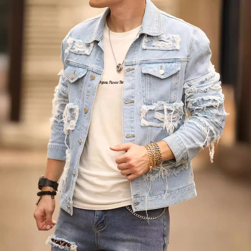 Distressed Denim Light Blue Jacket