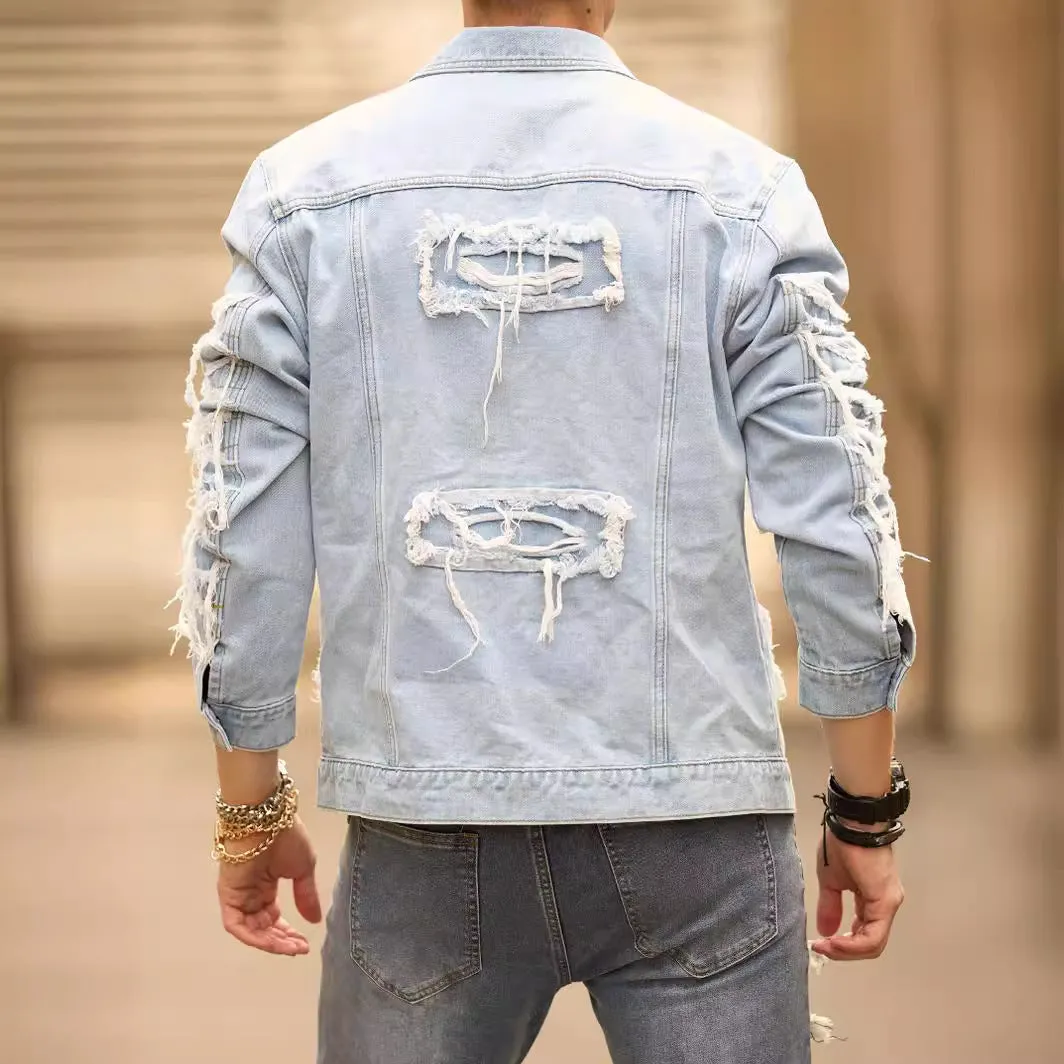 Distressed Denim Light Blue Jacket