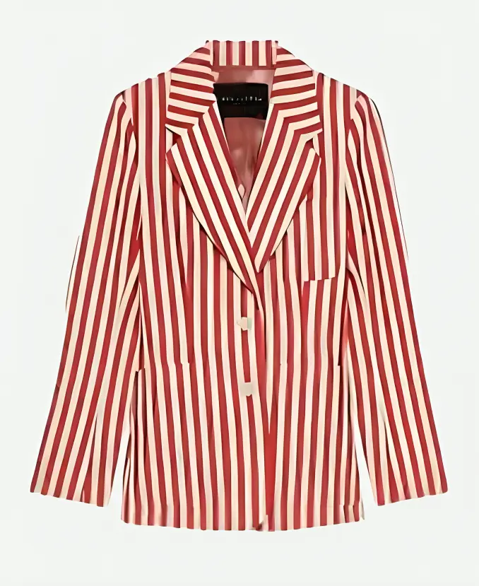 Emily in Paris S4 Lily Collins Red Stripe Suit