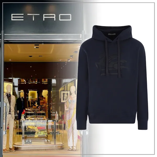 ETRO  |Long Sleeves Plain Logo Luxury Hoodies