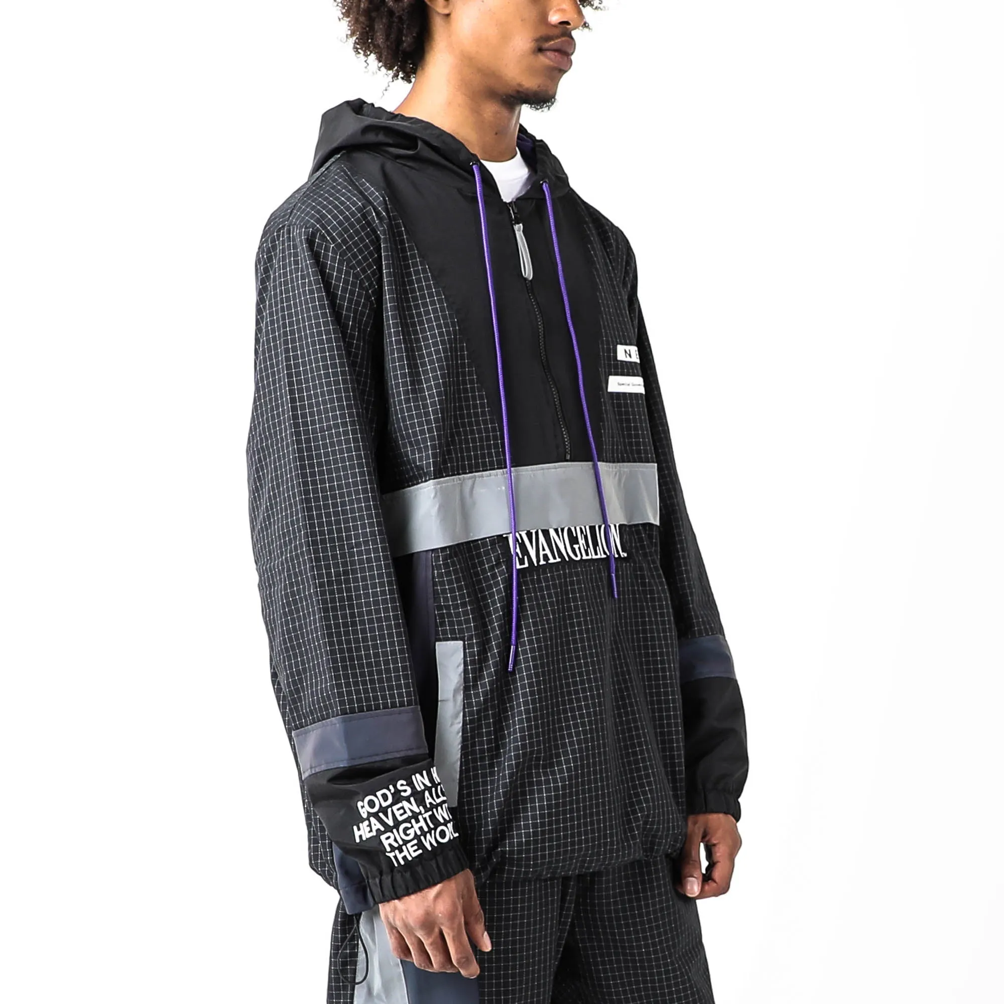 Eva Unit-01 Iridescent Reflective Black Anorak