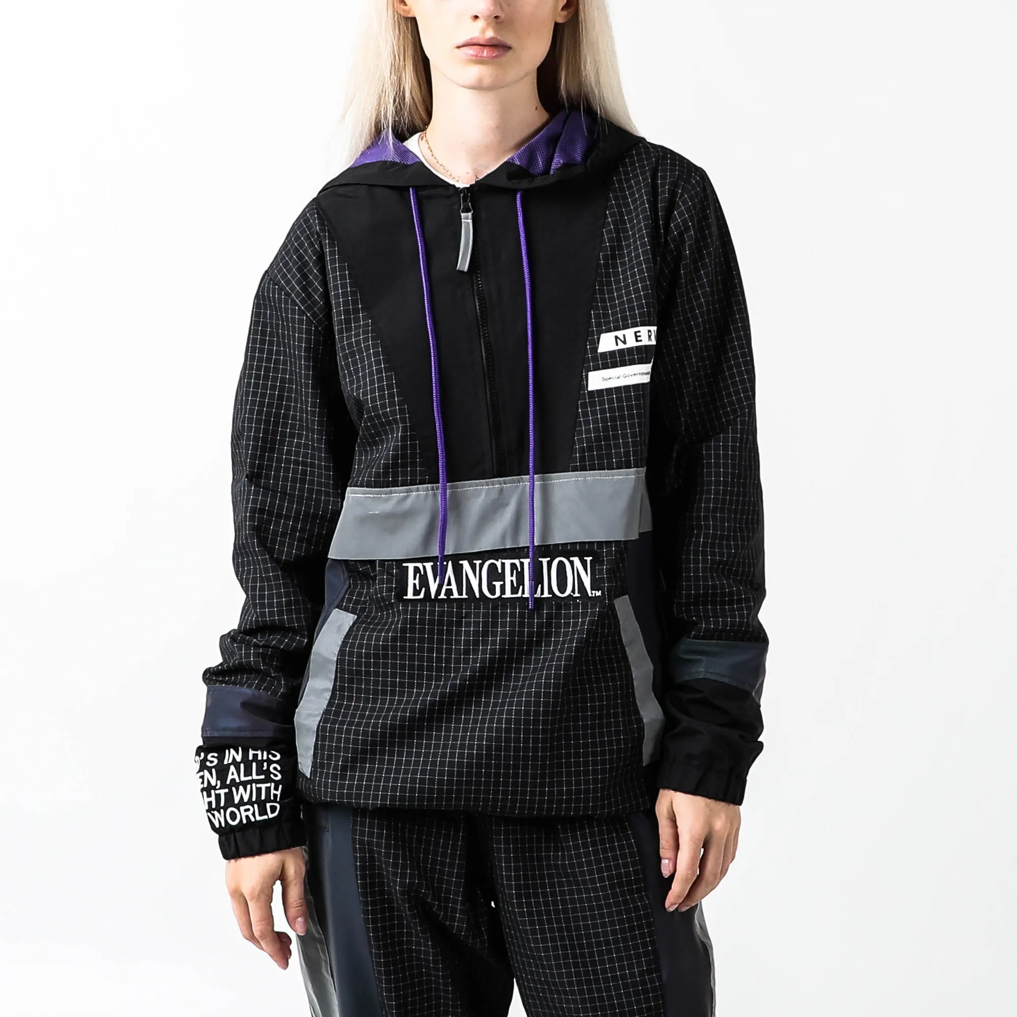 Eva Unit-01 Iridescent Reflective Black Anorak