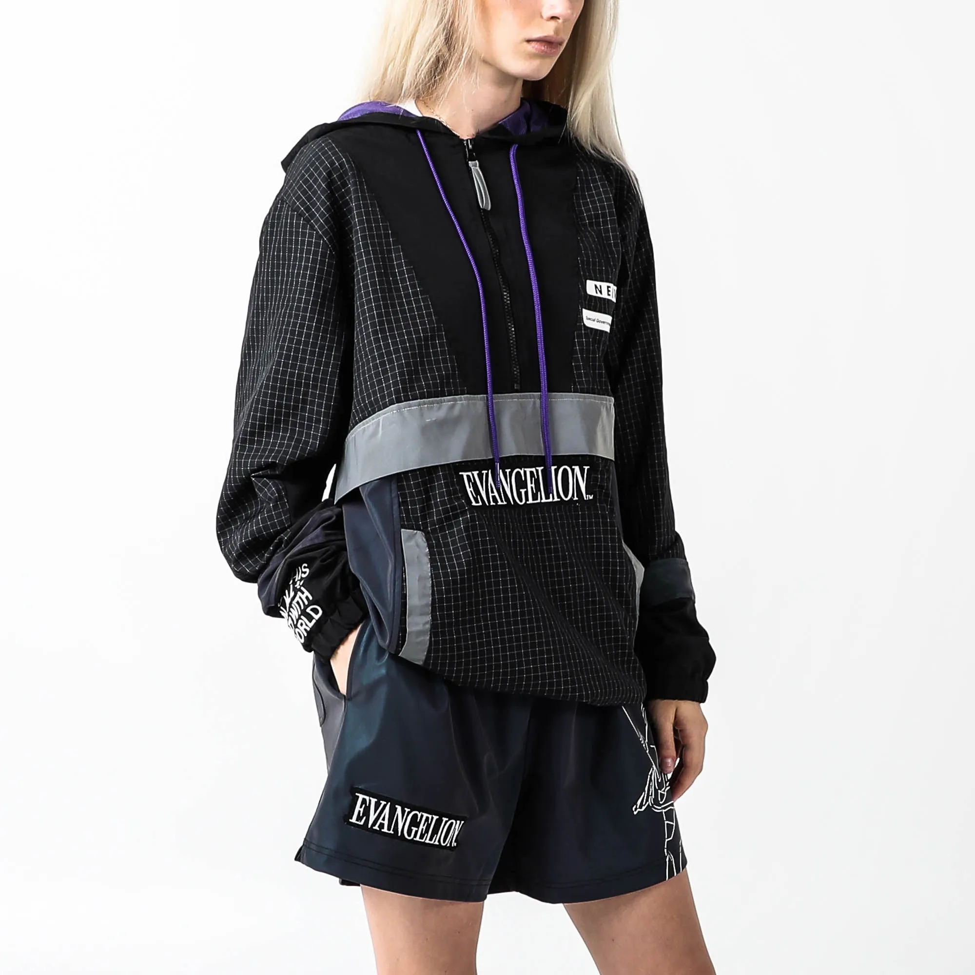 Eva Unit-01 Iridescent Reflective Black Anorak