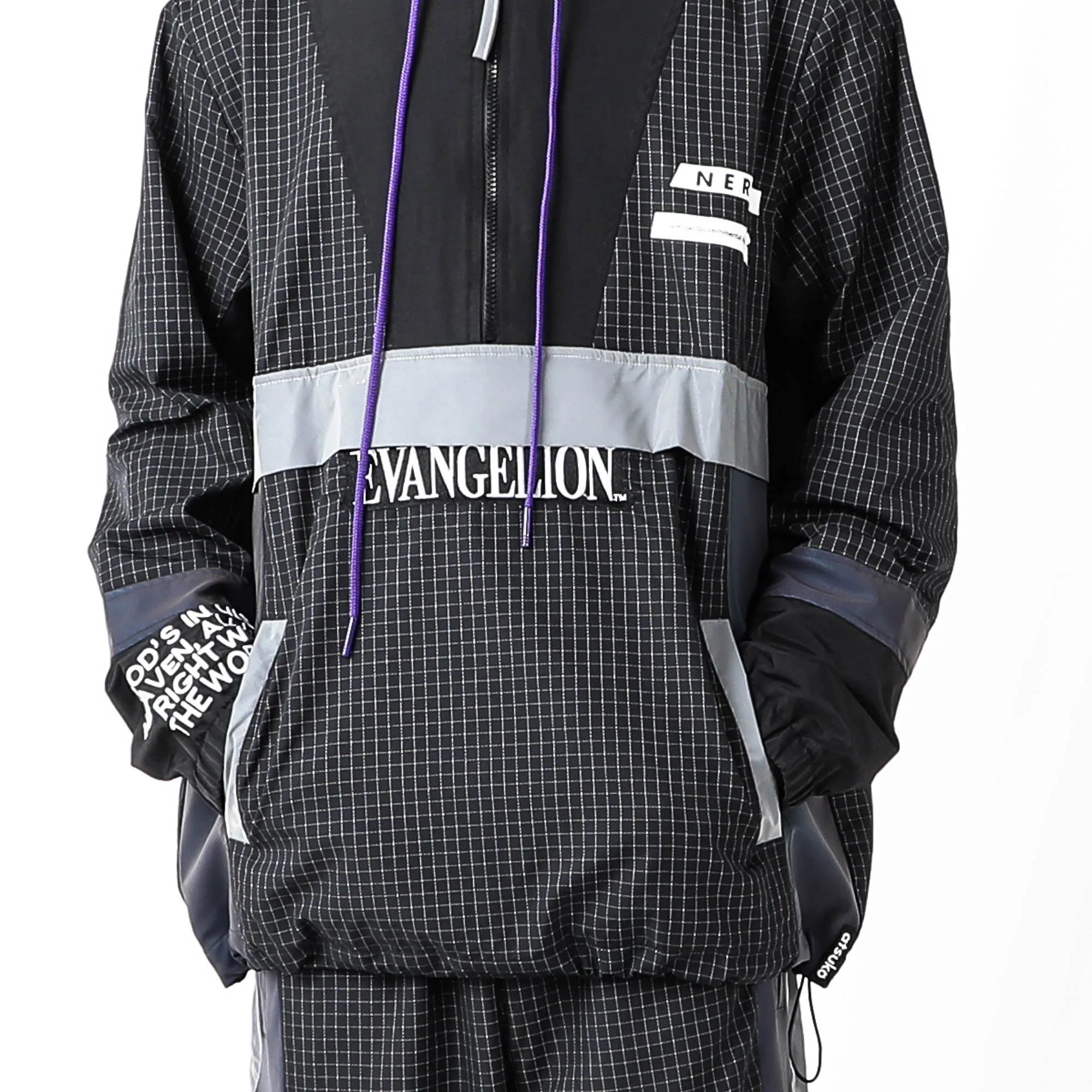 Eva Unit-01 Iridescent Reflective Black Anorak