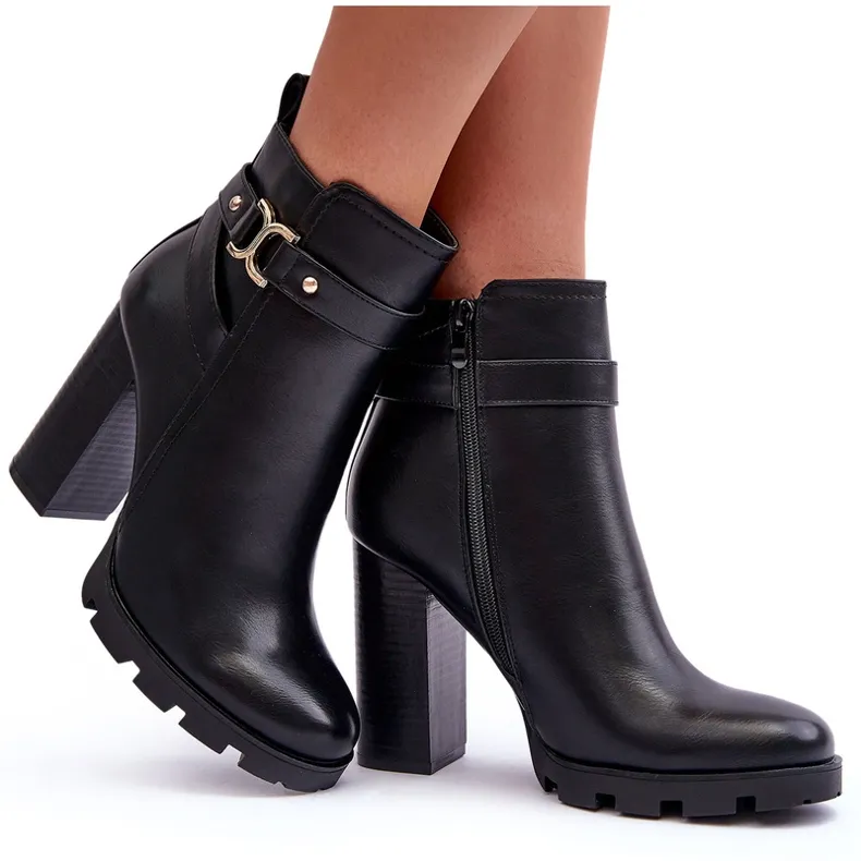 FB2 Leather High Heel Boots Black Liani