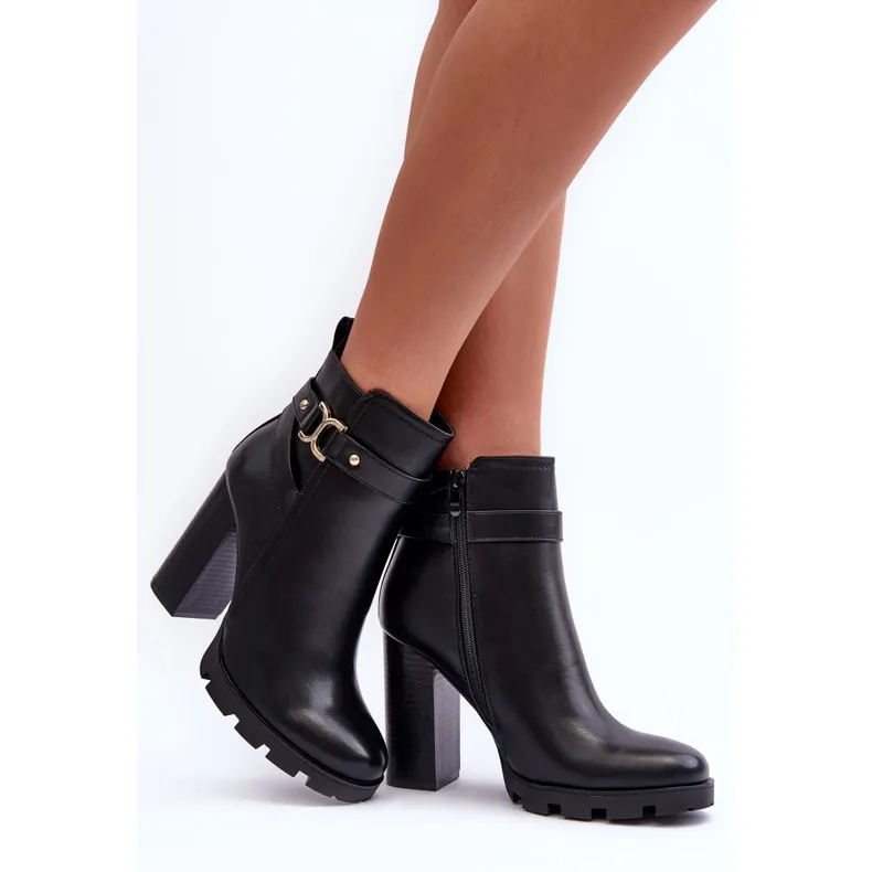 FB2 Leather High Heel Boots Black Liani