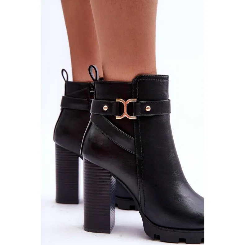 FB2 Leather High Heel Boots Black Liani