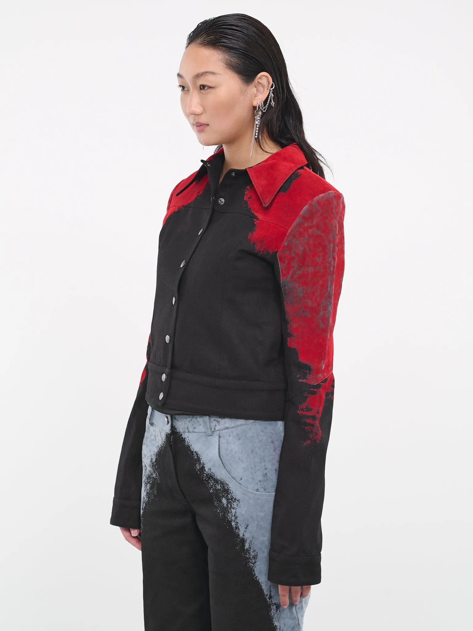 Felted Trucker Jacket (CL19-BLACK-RED)