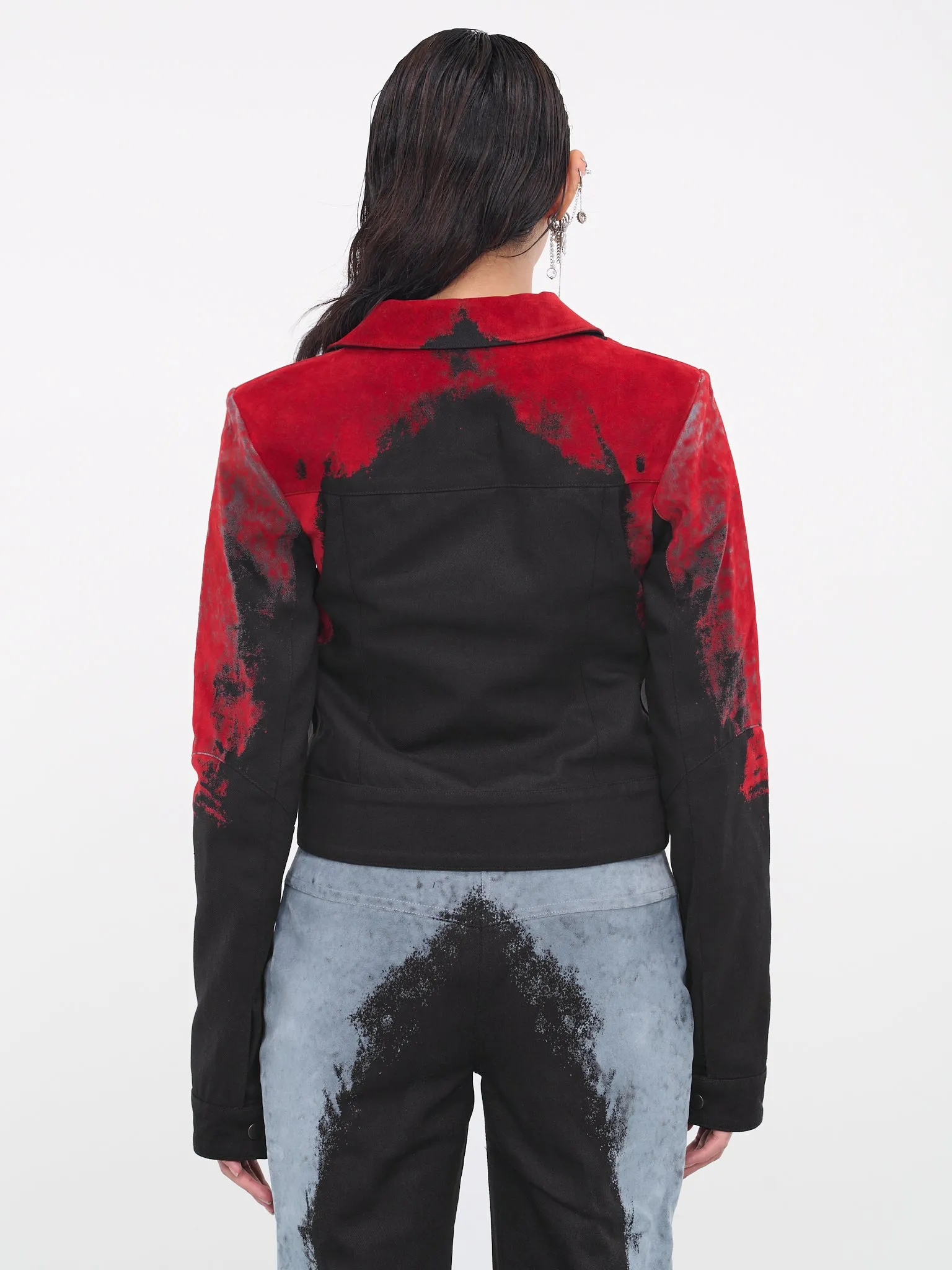 Felted Trucker Jacket (CL19-BLACK-RED)